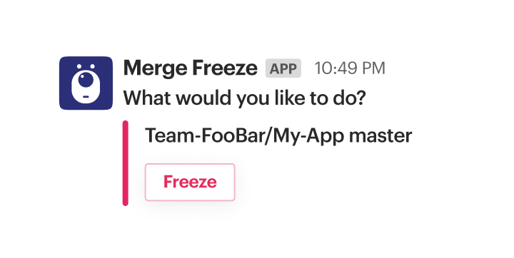 code freeze app for slack integration