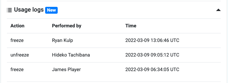 Merge Freeze usage audit logs